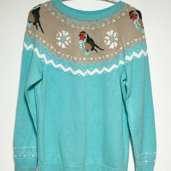 NWT Talbots Fair Isle Snowbird Crewneck Lambswool Sweater Womens L Petite - Picture 3 of 6